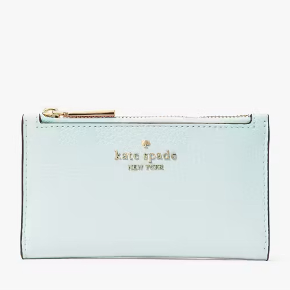 ♠️Kate Spade ♠️ Julia Small Slim Bifold Wallet♠️ Powder Blue Pebbled Leather